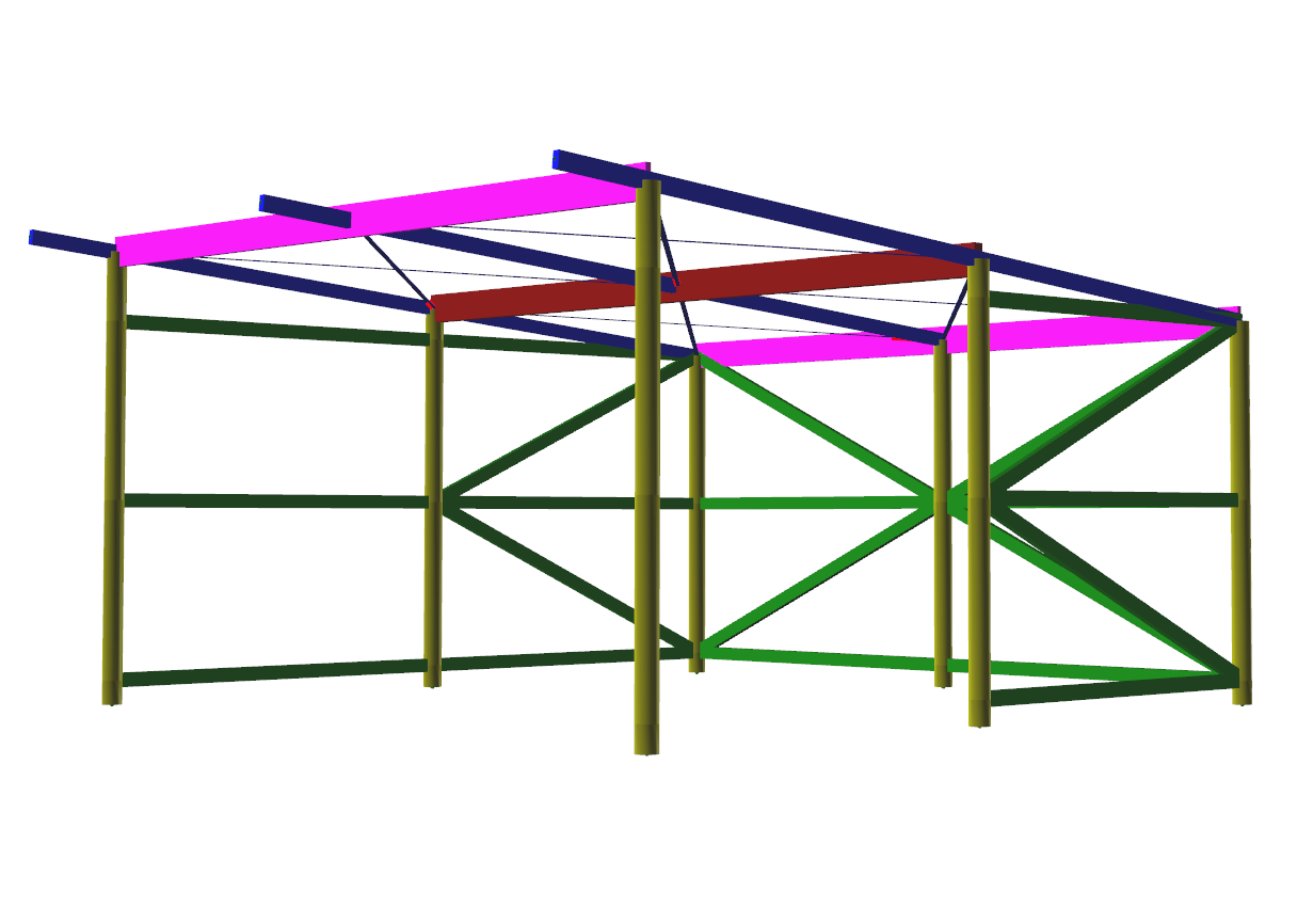 Analysis model of a pole barn shed structure